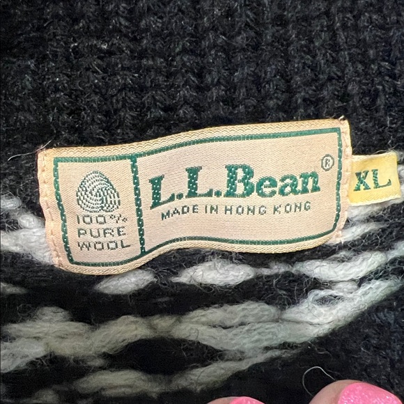 L.L. Bean Black & White Wool Sweater - Picture 3 of 7